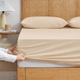 Snuggle Sac Khaki-colored cooling fitted sheet set with pillowcases front view. #Color_Khaki