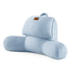Front view of blue Snuggle Sac backrest pillow on a white background#Color_Blue