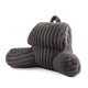 Front view of Striped Faux Fur Backrest Reading Pillow in a white background#color_Grey