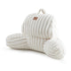 Front view of Striped Faux Fur Backrest Reading Pillow in a white background#color_Ivory