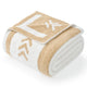 Folded Snuggle Sacs Reversible Boho Feather Yarn Knit Throw Blanket#color_beige