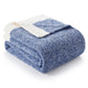 Folded Snuggle Sac Heather Feather Yarn Royal Blue  Knit Throw Blanket #color_Heather Royal Blue