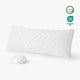 Adjustable cooling body pillow front view with fiber display and certifications. #color_Cream White
