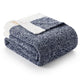 Folded Snuggle Sac Heather Feather Yarn Dark blue Knit Throw Blanket #Color_Dark Blue